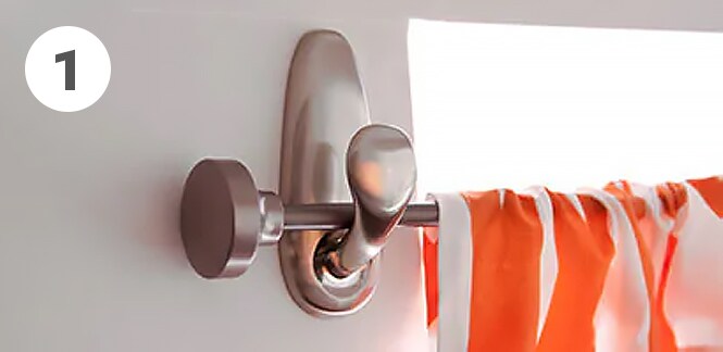 Use Command hooks to hang curtain rod without drilling
