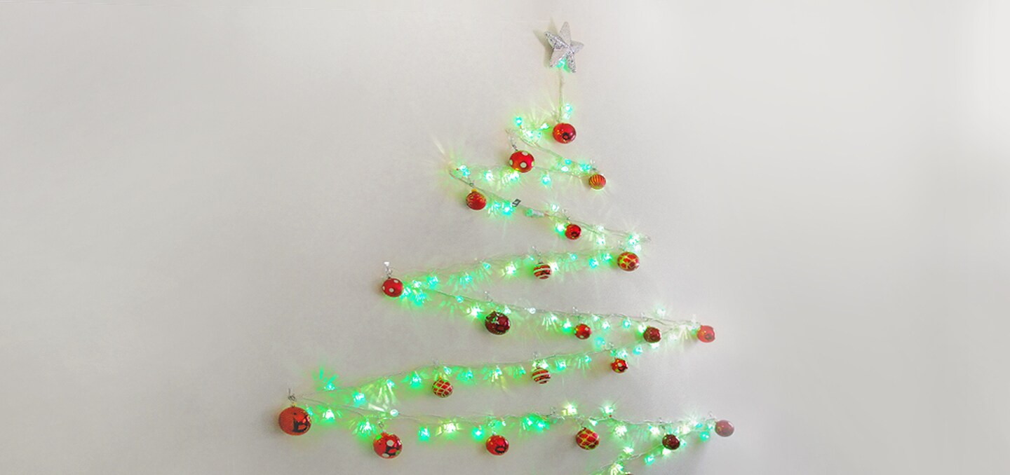 decorating with fairy lights for Christmas
