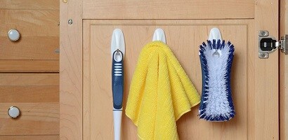 under sink storage ideas with Command hook and caddy