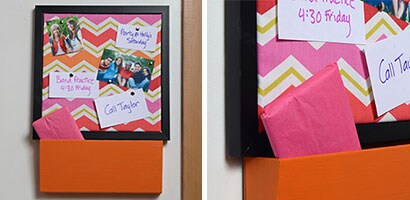 hang a corkbord and cubby outside your bedroom door